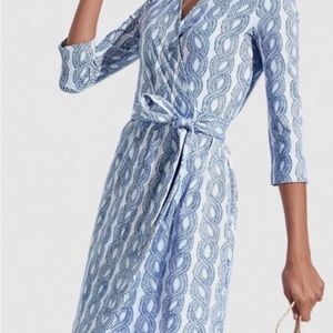 Like New Persifor Louise Blue/White Rope Dress with 3/4 Sleeves